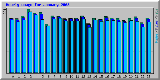 Hourly usage for January 2008